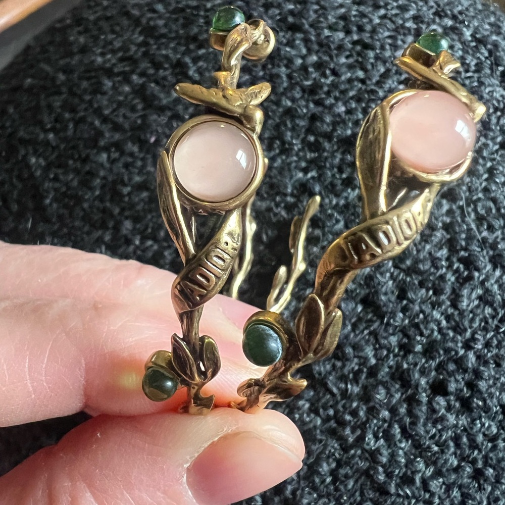 Elegant Gold and Green Women's hoop earrings - Picture 14 of 14